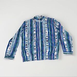 VTG 80s 90s Teddi Retro Colorful All Over Print Womens L Jacket Shoulder Pads